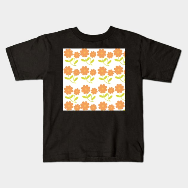 Orange flower pattern design Kids T-Shirt by Artistic_st